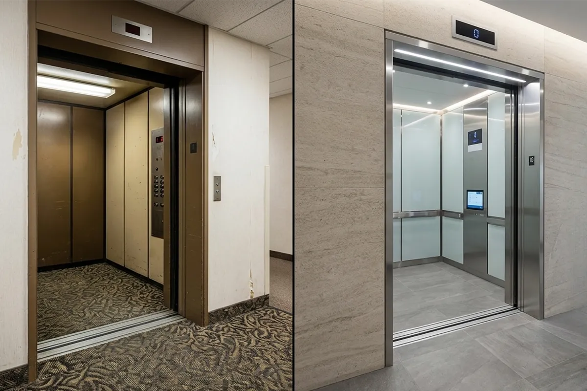 Modernización de elevador en edificio corporativo